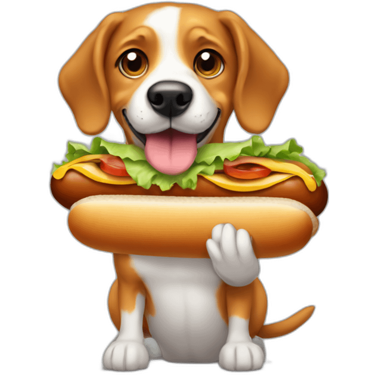 hot dog sandwich with dog emoji