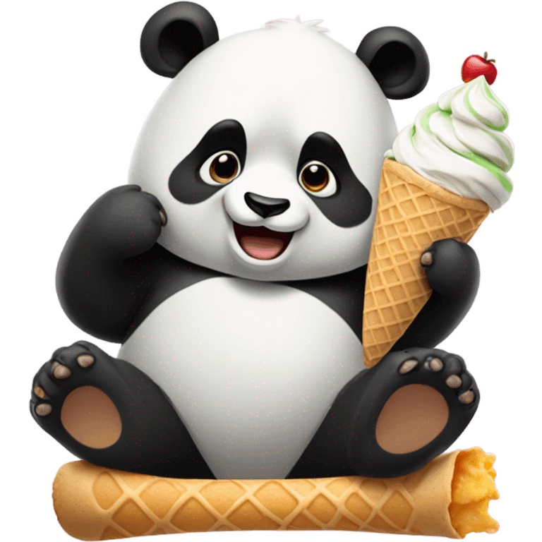 Panda eating ice cream emoji