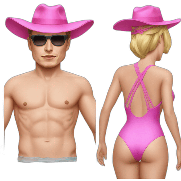 elon musk pink hat swimsuit pool emoji