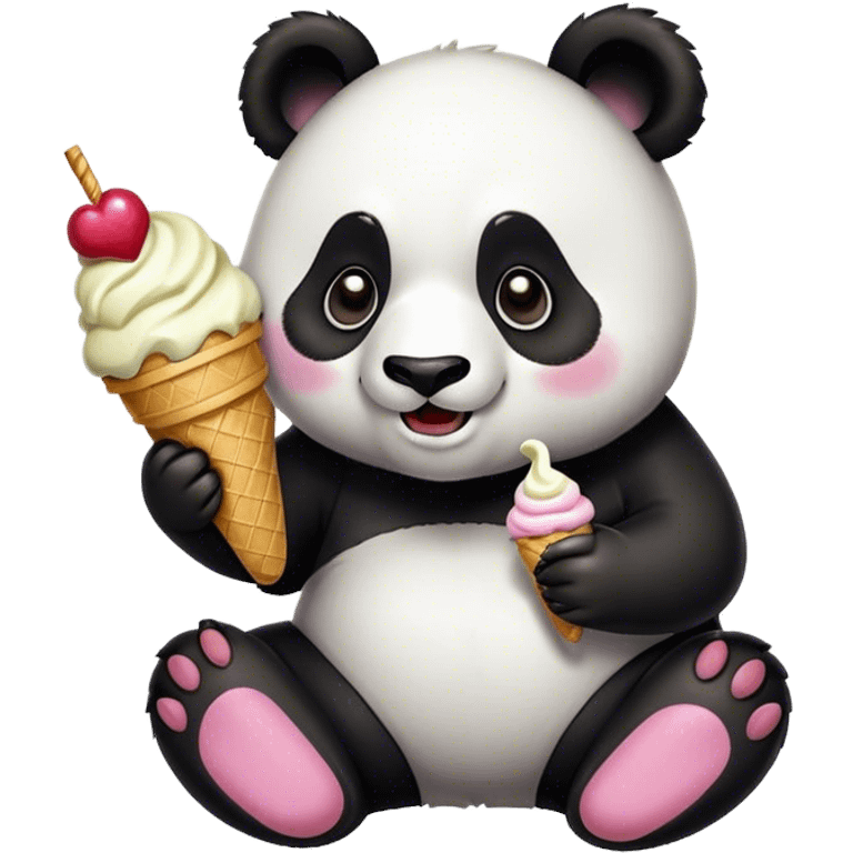 Panda eating ice cream emoji