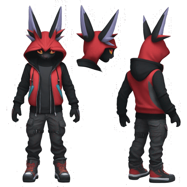 Dark Anthro Cool Noivern-Litten-Zangoose-Pokémon Punk Techwear Hoodie Cargo Collar Full Body emoji