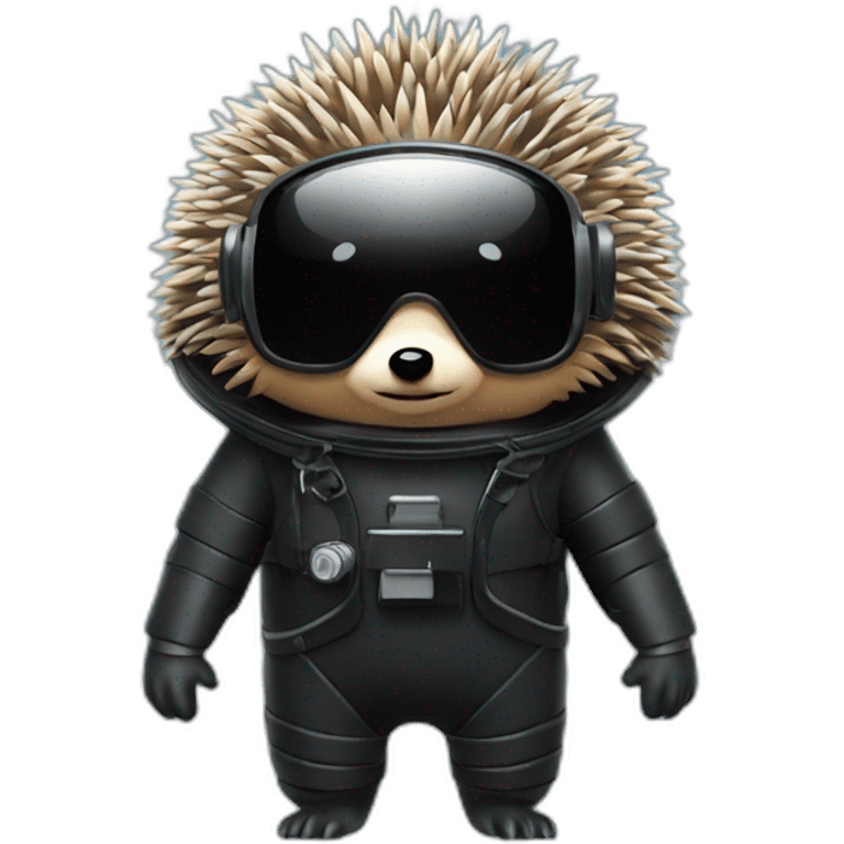 hedgehog in black rubber shiny diving suit emoji