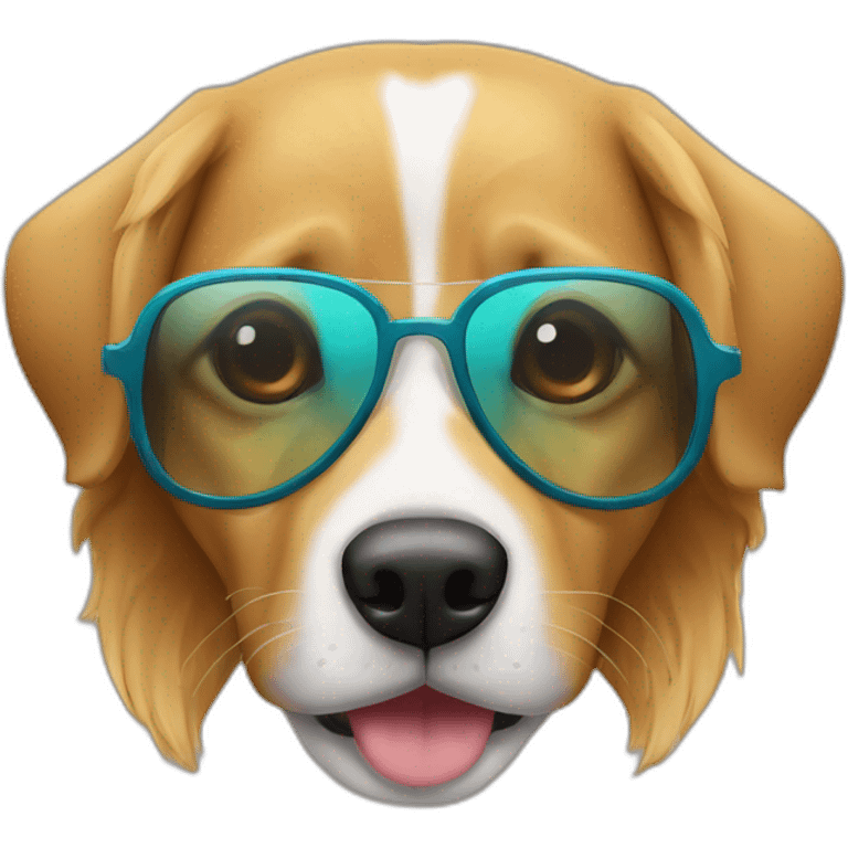 Un perro con sobrepeso y gafas de sol emoji