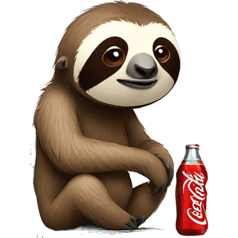 tired sloth with coca cola can and laptop emoji