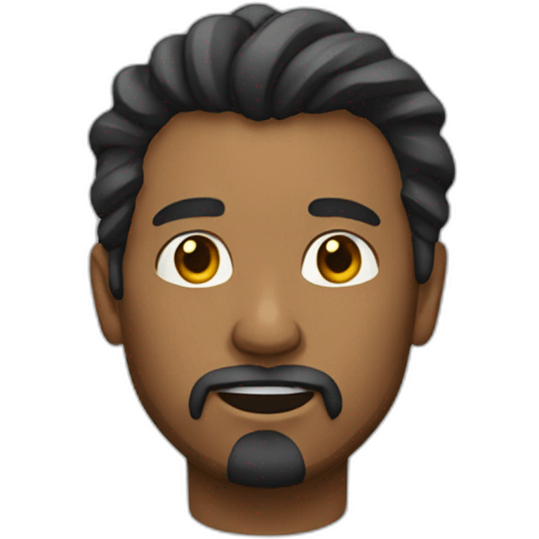 Men with long, tied hair and a goatee emoji