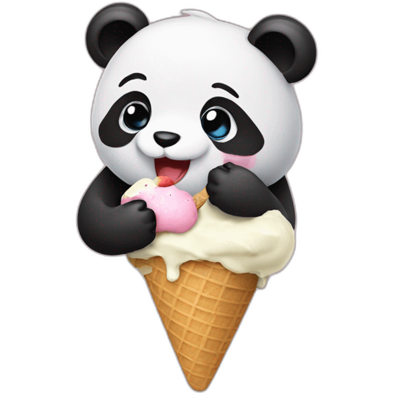 Panda eating ice cream emoji