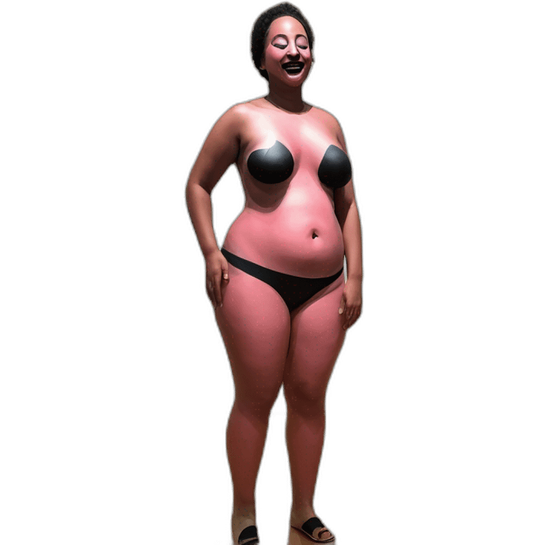 body-painted navel as pawg-art piece installation in NYC MoMa emoji