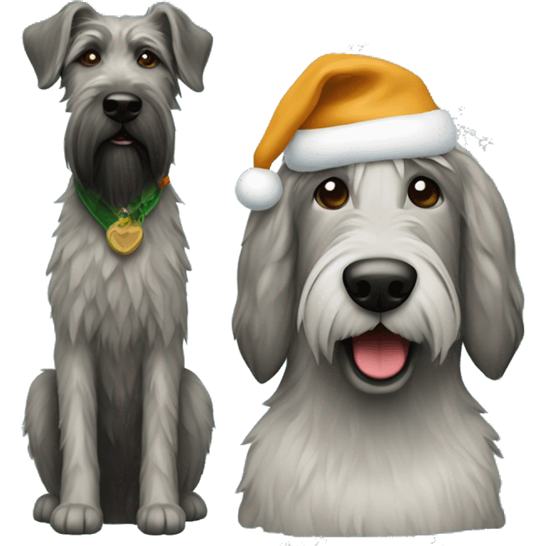 A Christmas tree and irish wolfhound dog emoji