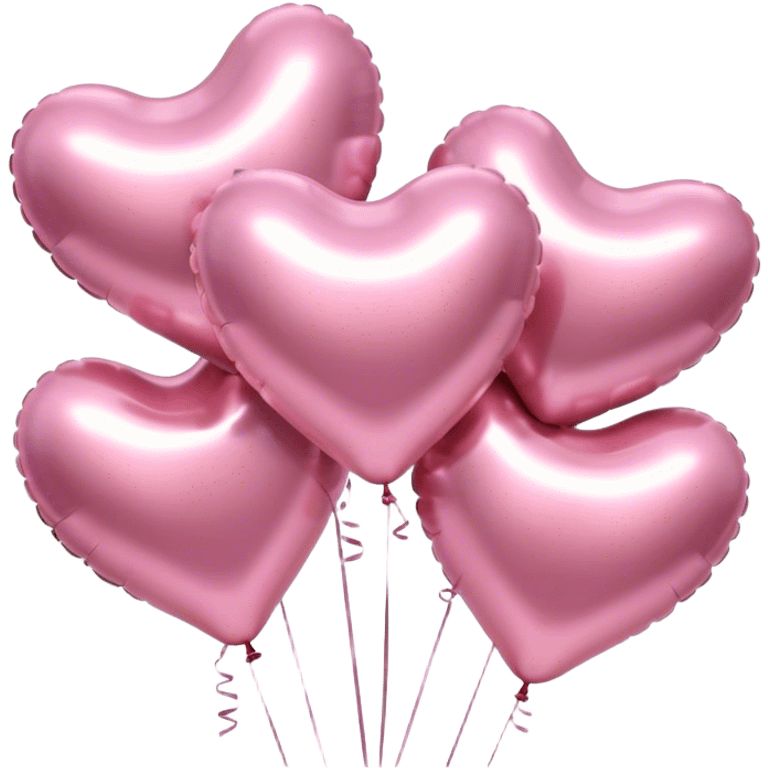 many beautiful aesthetic realistic metallic heart-shaped balloons in pale pink color  emoji