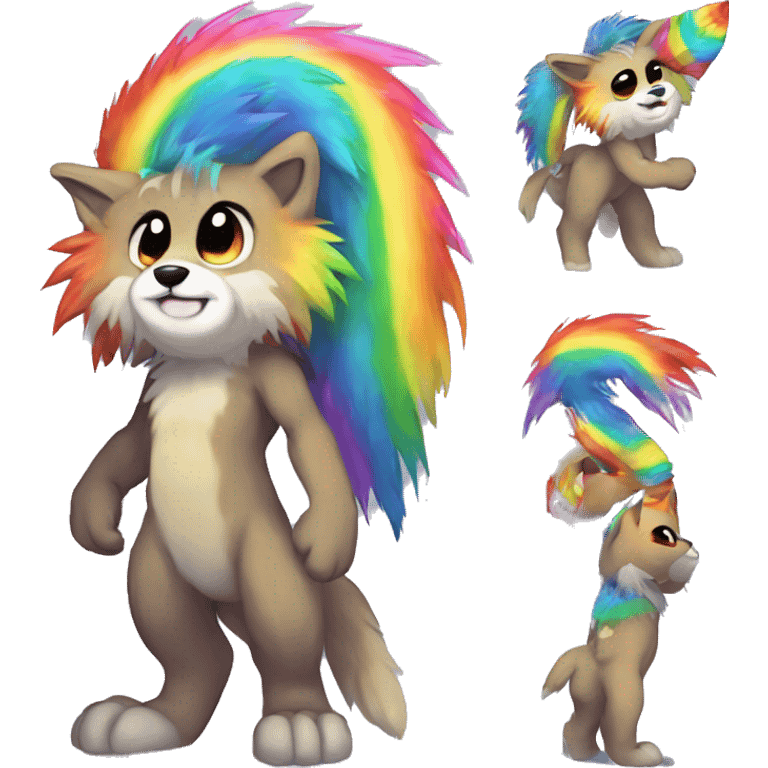 Furry, sparkle, rainbow, animal, anthro, full body, fursona, protogen emoji