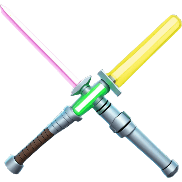 Clash of Clans aesthetic: Cinematic heroic Star Wars light sabre Emoji, rendered in a 3D vector-style similar to standard emojis with minimal shading and bold, simplified shapes. A compact, vibrant energy blade with a neon-hued, glowing edge . Stylized with a touch of interstellar elegance and a soft glowing outline, capturing the essence of a legendary energy blade with a friendly, playful manner! emoji