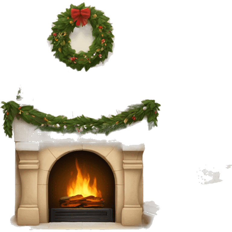 Christmas asthetic beige fireplace emoji