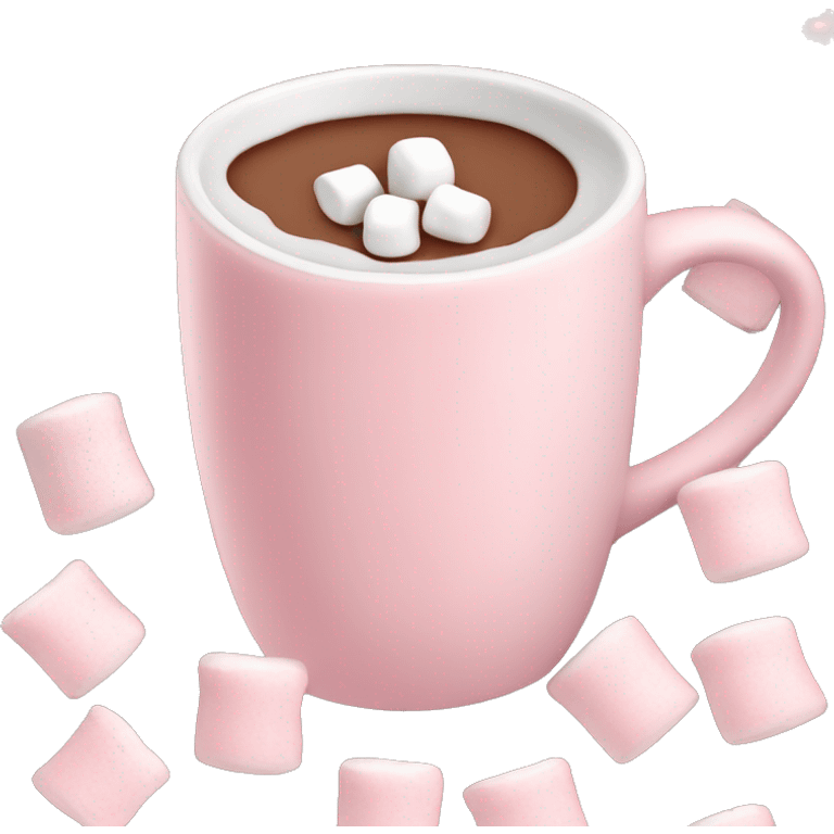 Light Pink mug of hot chocolate with marshmallows  emoji