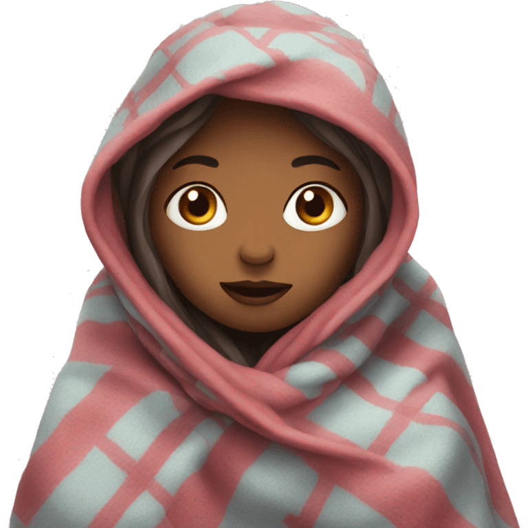 Girl in blanket cold emoji