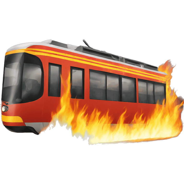 tram on fire emoji