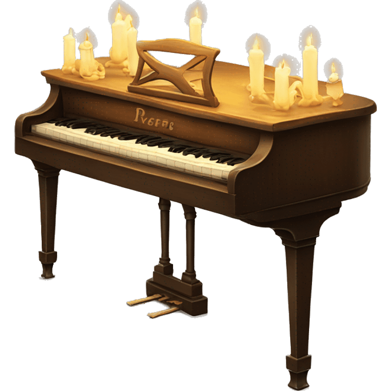 vintage piano with melted candles on top emoji