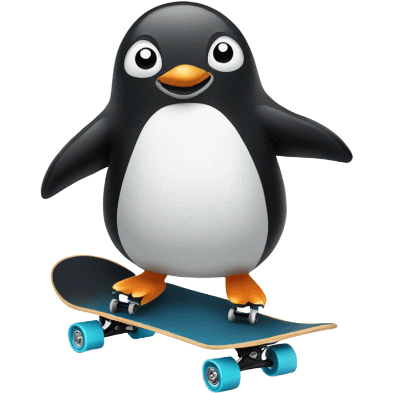 Cute Penguin skate boarding emoji