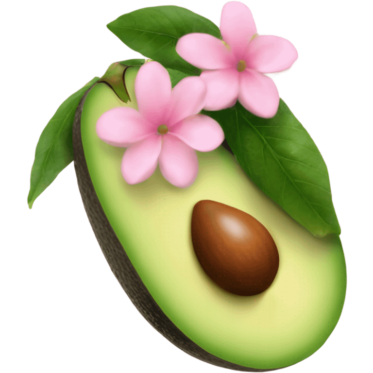 Realistic avacado with pale pink flower emoji