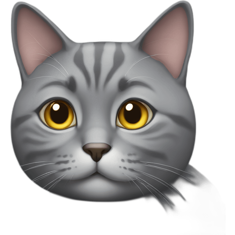 Grey cat with extra fat face emoji