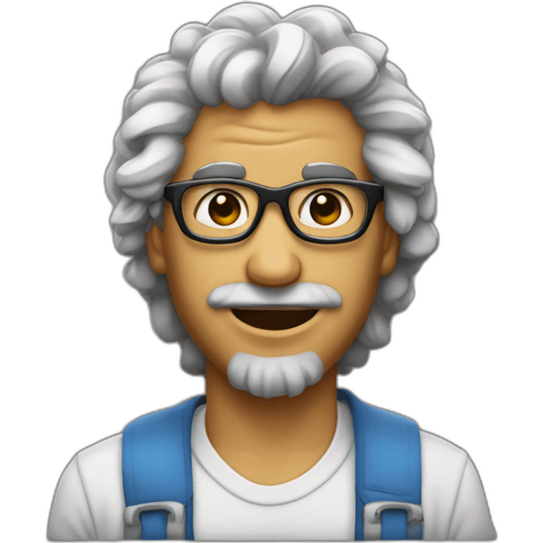 Homme métisse avec cheveux bouclés et un taper et des lunettes emoji