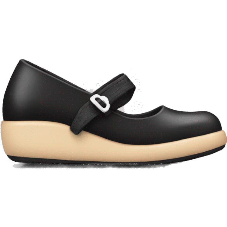 Apple emoji style Pair of Black Mary Jane’s flat schoolgirl shoes emoji