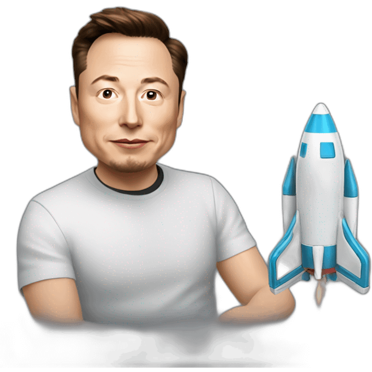 elon musk playing with rocket toy emoji