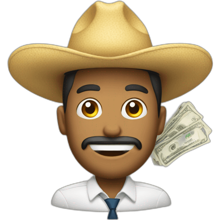 HOMBRE CON SOMBRERO CONTANDO DINERO emoji