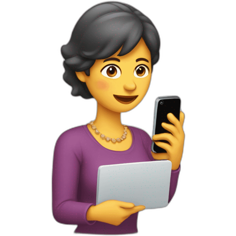 Mujer con teléfono móvil en la mano emoji