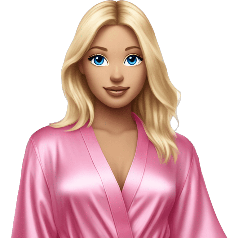 Blonde hair blue eye Victoria secret angel in pink silk robe with white angel wings emoji