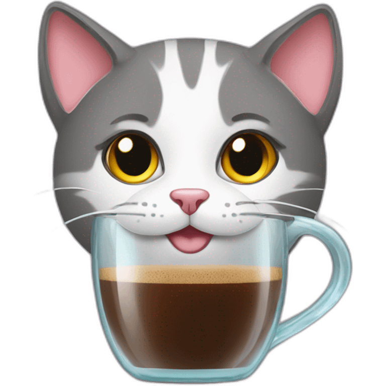 A Tamil cat drinking filter coffee emoji