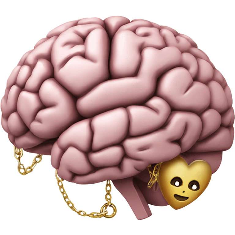 Brain with chain around it with heart locket  emoji