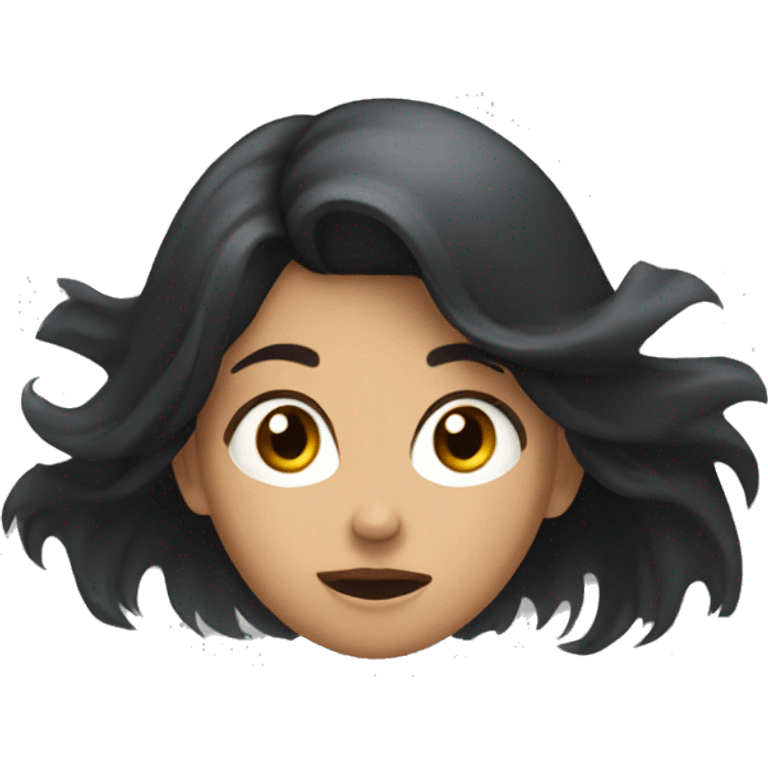 girl with dark hair crashing out emoji