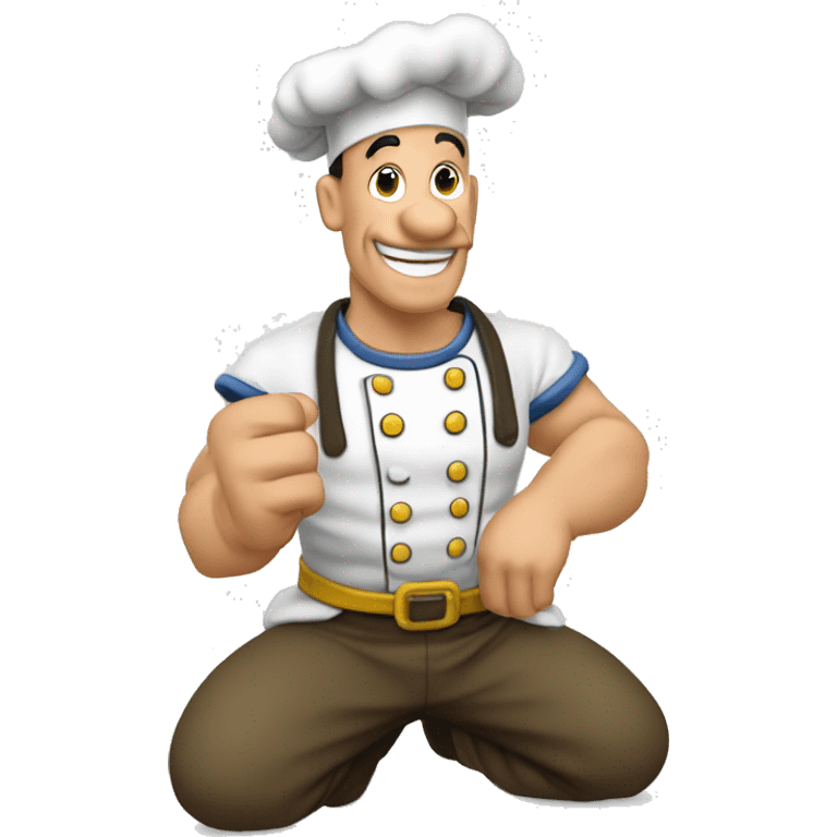 cree un imoji de Popeye le marin avec une toque de chef cuisinier emoji