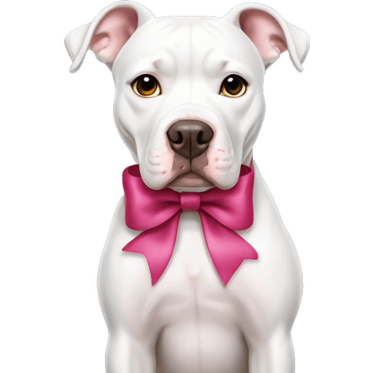 White pitbull with a bow emoji