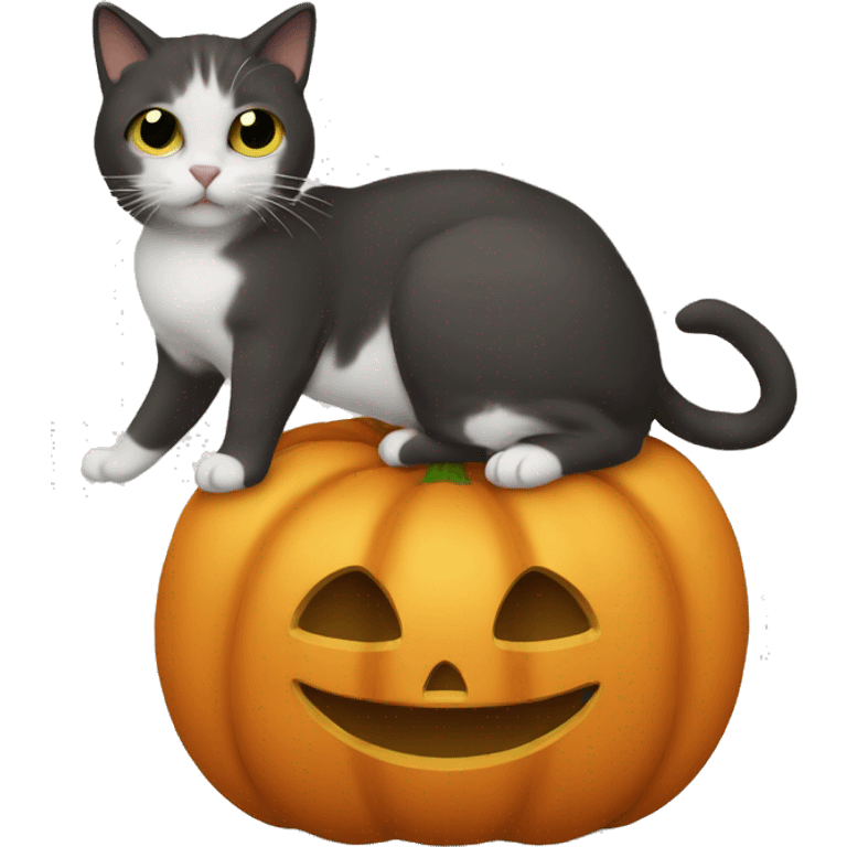 Pumpkin with cat emoji