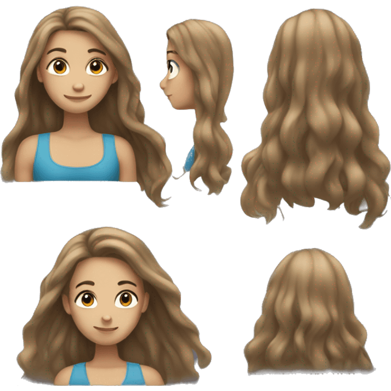 Create a girl with long hair have no smile face. emoji