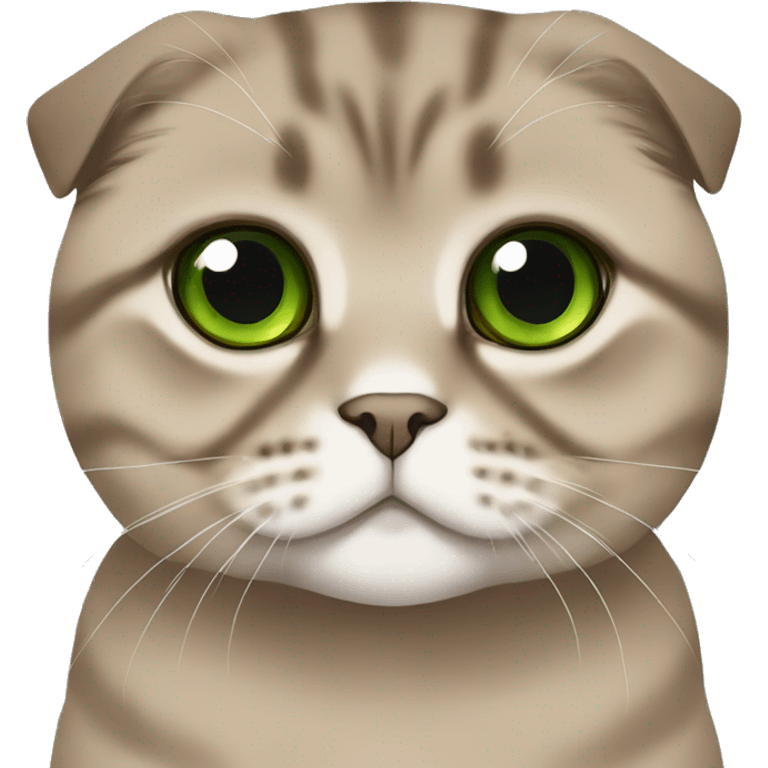 Brown scottish fold with green eyes  emoji