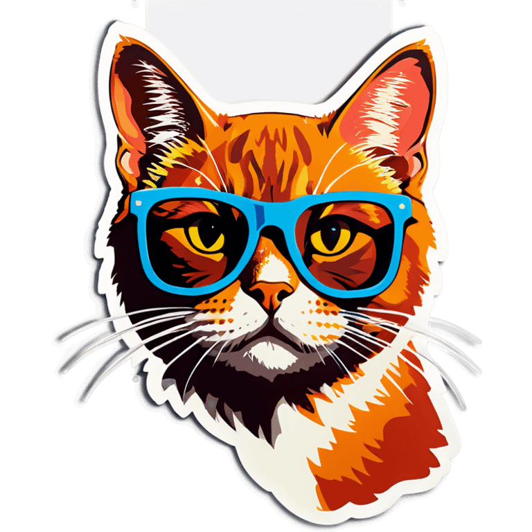 Pop art cat with sunglasses  emoji