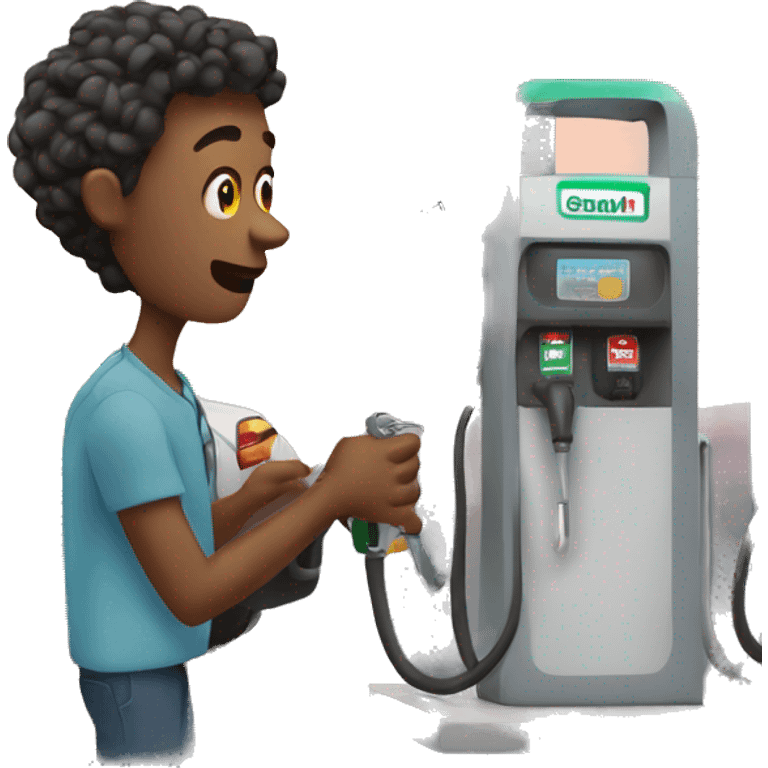 A person is refueling at a gas station. emoji