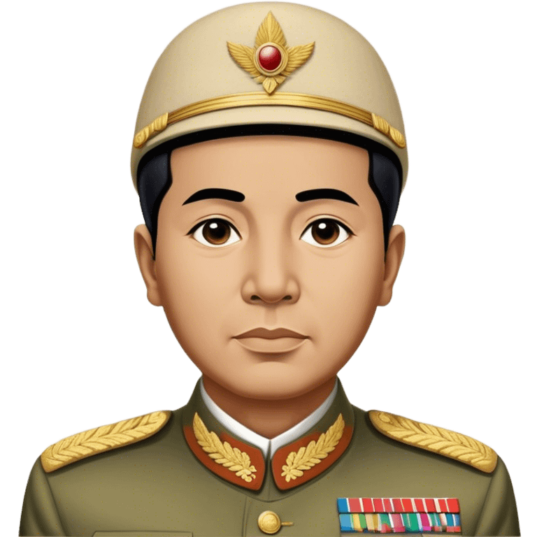 ​Cinematic Realistic Portrait of Sukarno, depicted in a lifelike, realistic style based on his iconic portrait, showcasing his thoughtful, charismatic expression in period attire, rendered with detailed textures and warm, evocative lighting that captures his pioneering spirit and national pride, emoji