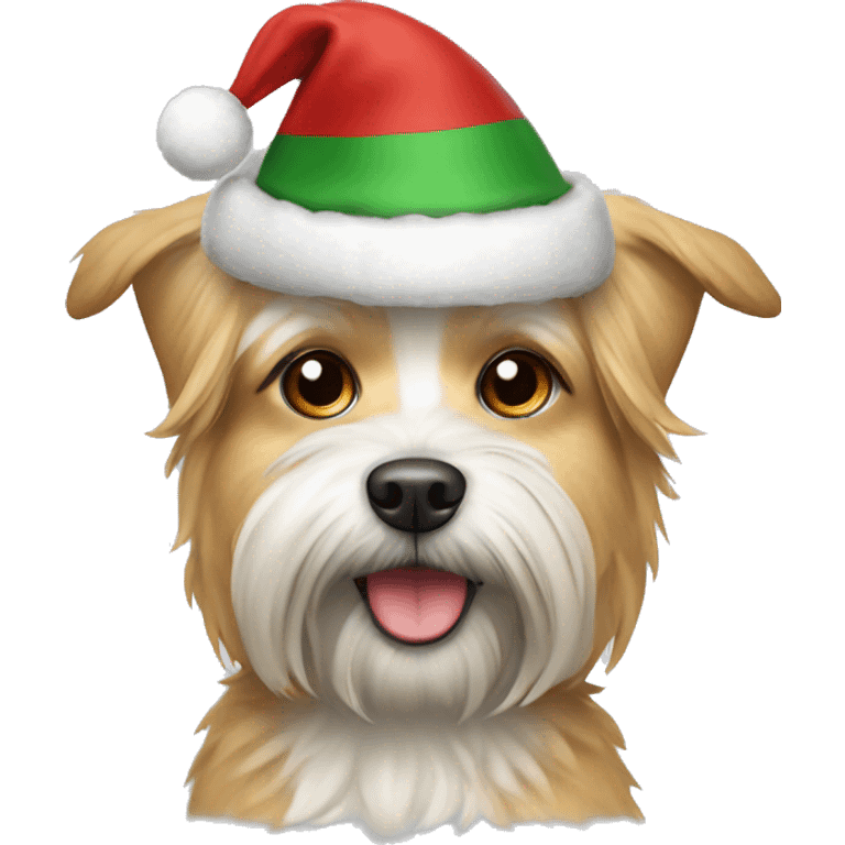 Morki Dog with Christmas hat on emoji