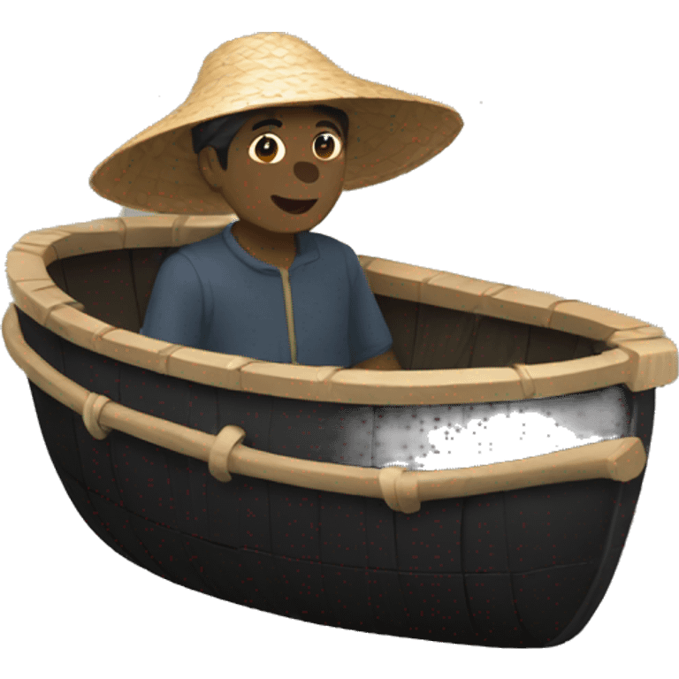 Black coracle emoji