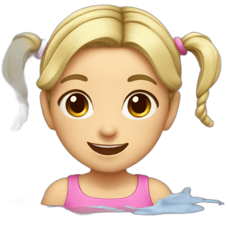 cute friendly girl with pigtails in splashes of water emoji