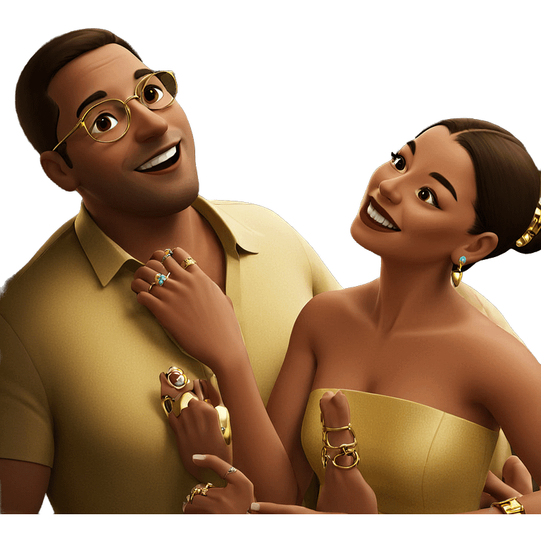 happy couple with jewelry emoji