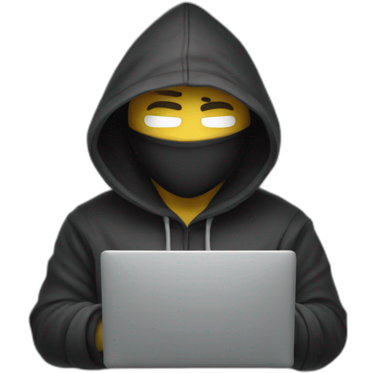 hacker with hoodie and computer emoji