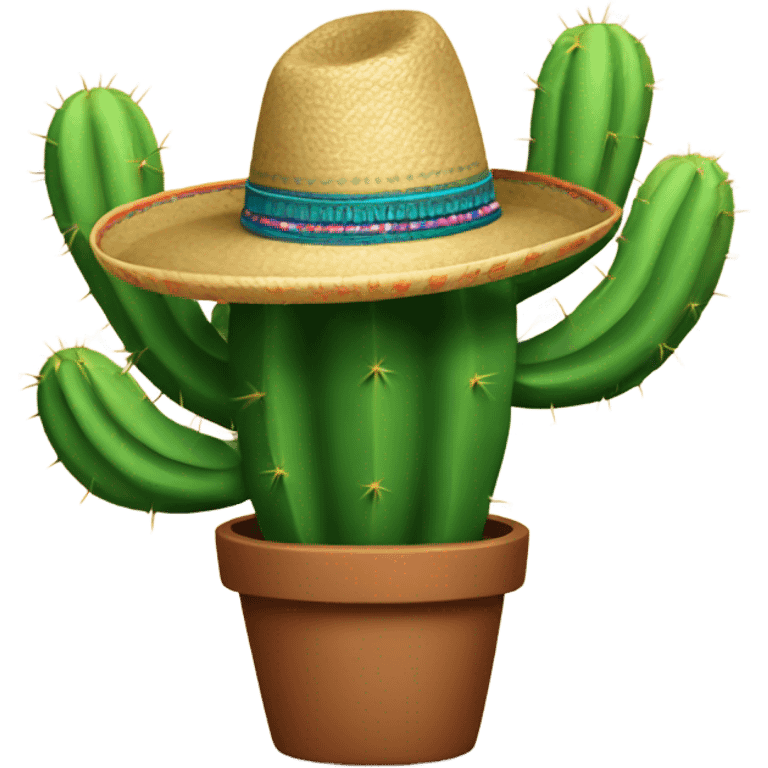 Cactus with sombrero legally crossing border emoji