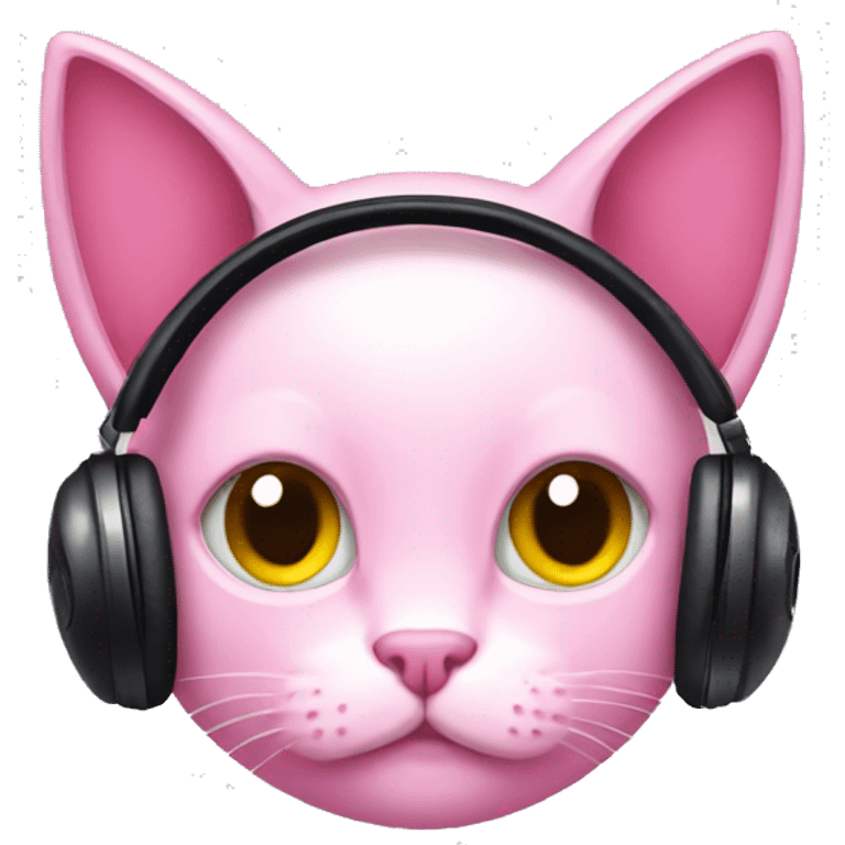 Pink cat gamer headphones  emoji