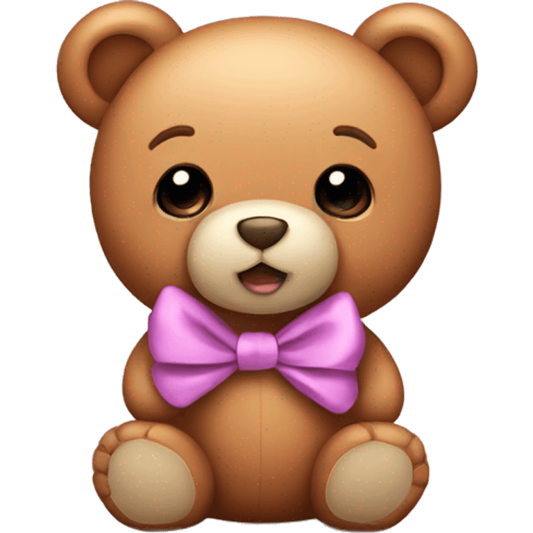 Cute teddy bear with bow  emoji