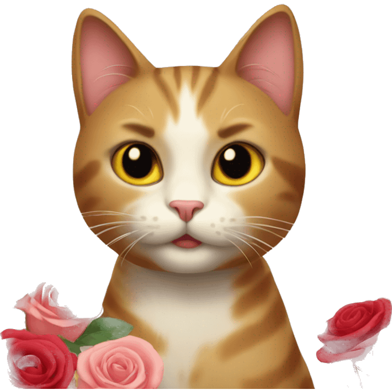 Cat with roses bouquet  emoji