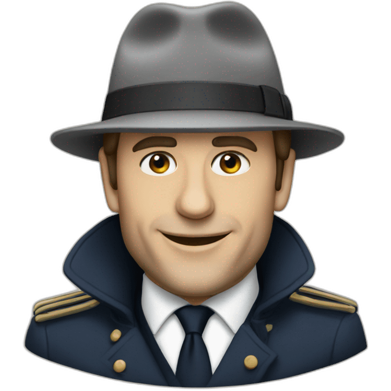 Macron with a hat emoji